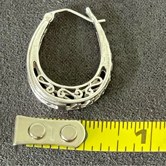 Elegant Sterling Silver 1/4 cttw Natural Diamond Hoop Earrings - Picture 8 of 9